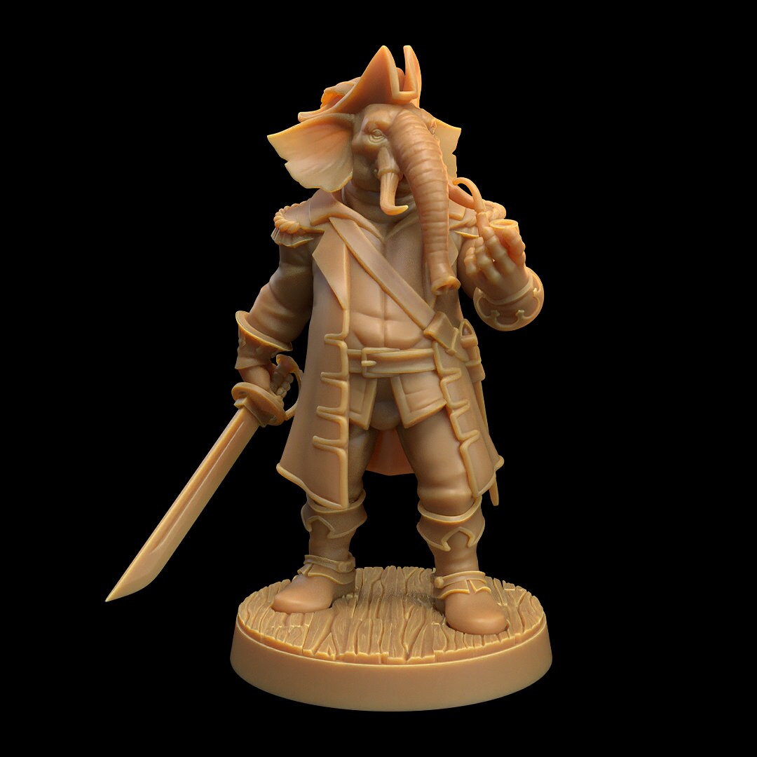 Elephant Loxodon Crew Captain - The Dragon Trapper's Lodge Printed Miniature | Dungeons & Dragons | Pathfinder | Tabletop