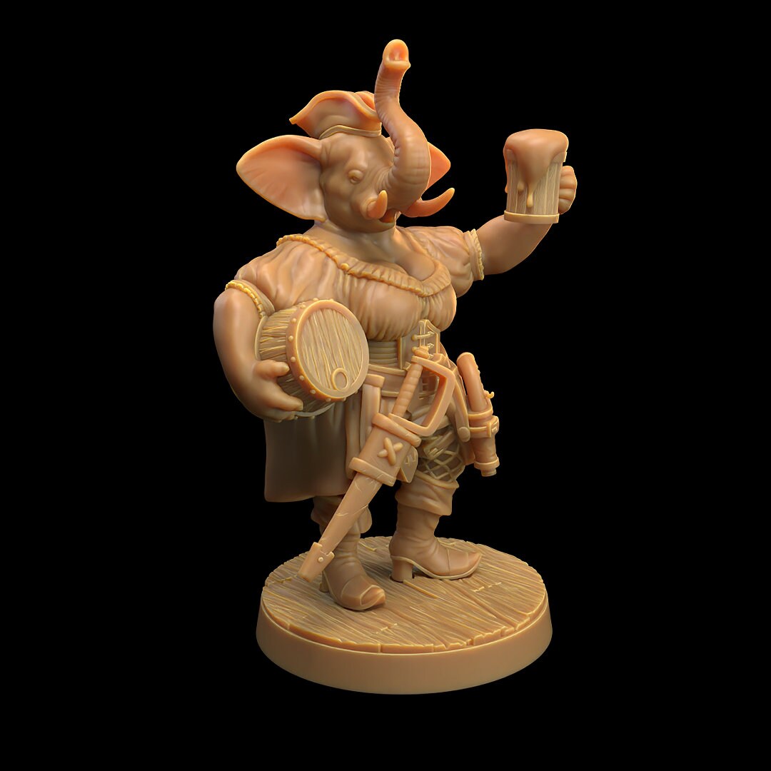 Elephant Loxodon Crew Brewer - The Dragon Trapper's Lodge Printed Miniature | Dungeons & Dragons | Pathfinder | Tabletop