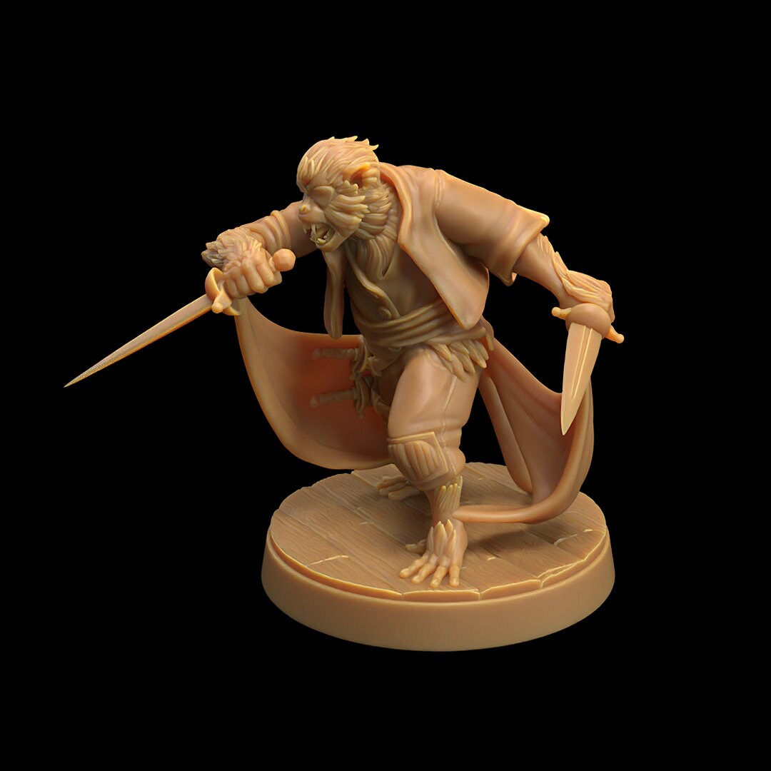 Monkey Pirate, Rogue - The Dragon Trapper's Lodge Printed Miniature | Dungeons & Dragons | Pathfinder | Tabletop