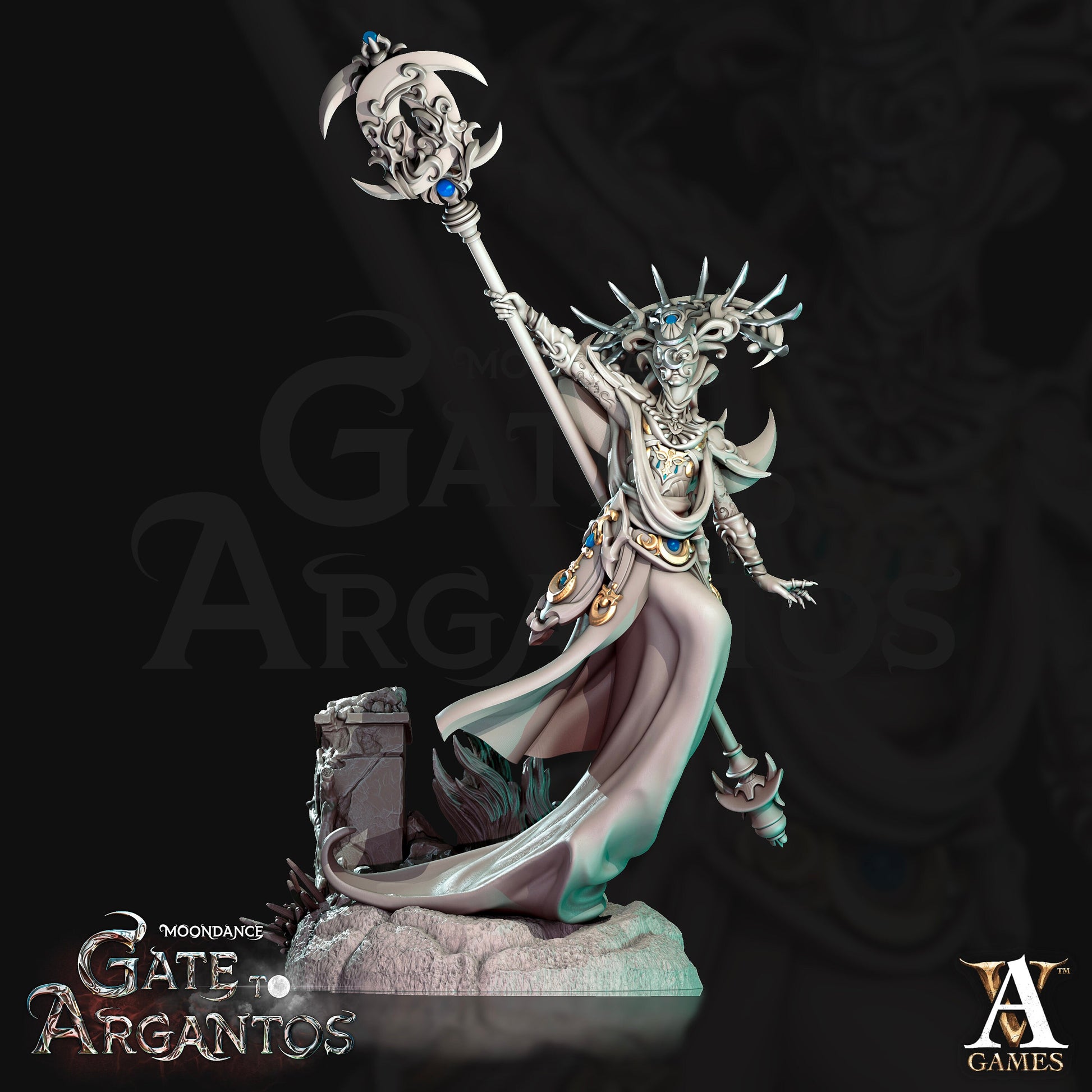 Mage of the Crescent - Archvillain Games Printed Miniatures | Dungeons & Dragons | Pathfinder | Tabletop