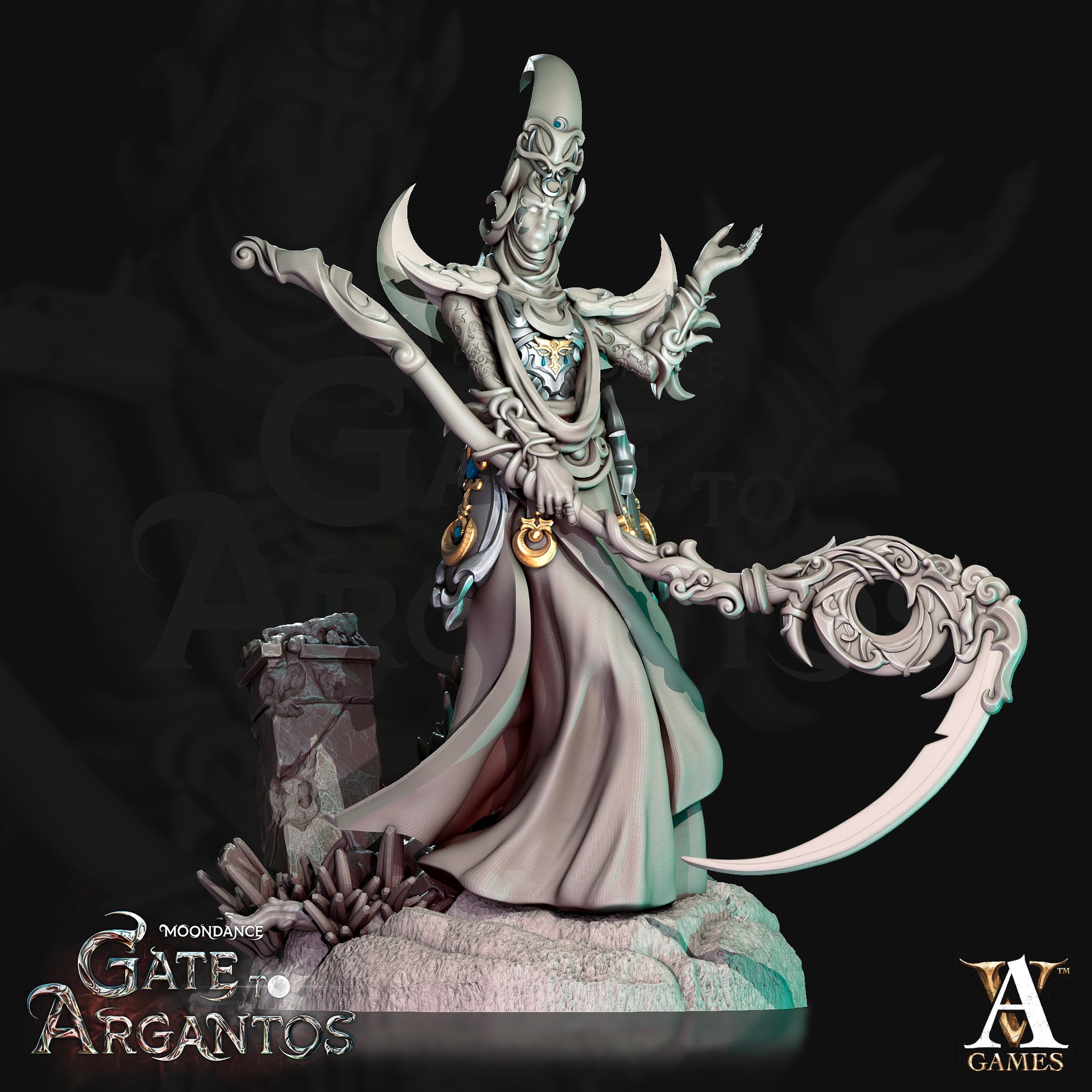 Mage of the Crescent - Archvillain Games Printed Miniatures | Dungeons & Dragons | Pathfinder | Tabletop