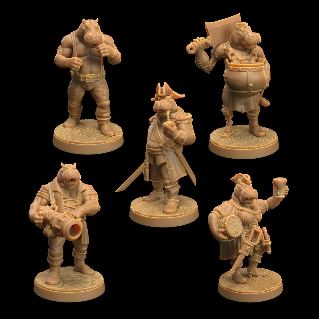 Giff Ship Crew Bundle - 5 The Dragon Trapper's Lodge Printed Miniatures | Dungeons & Dragons | Pathfinder | Tabletop