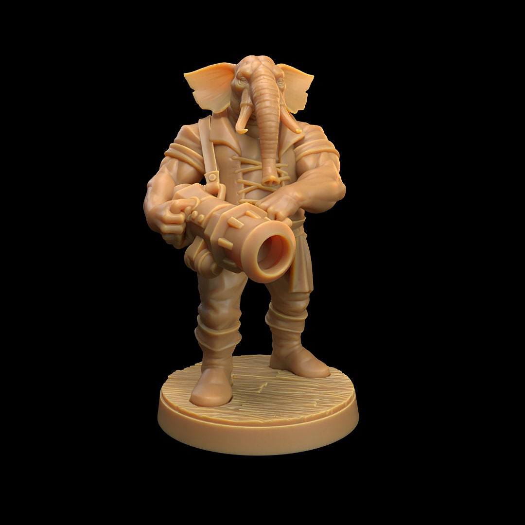 Elephant Loxodon Crew Bundle - 5 The Dragon Trapper's Lodge Printed Miniatures | Dungeons & Dragons | Pathfinder | Tabletop