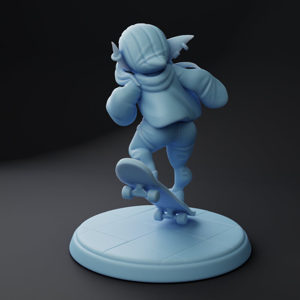 Jane, the Goblin Scateboarder - Twin Goddess Minis | Dungeons & Dragons | Pathfinder | Tabletop