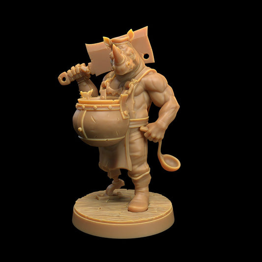 Rhinofolk Pirates, Chef - The Dragon Trapper's Lodge Printed Miniature | Dungeons & Dragons | Pathfinder | Tabletop