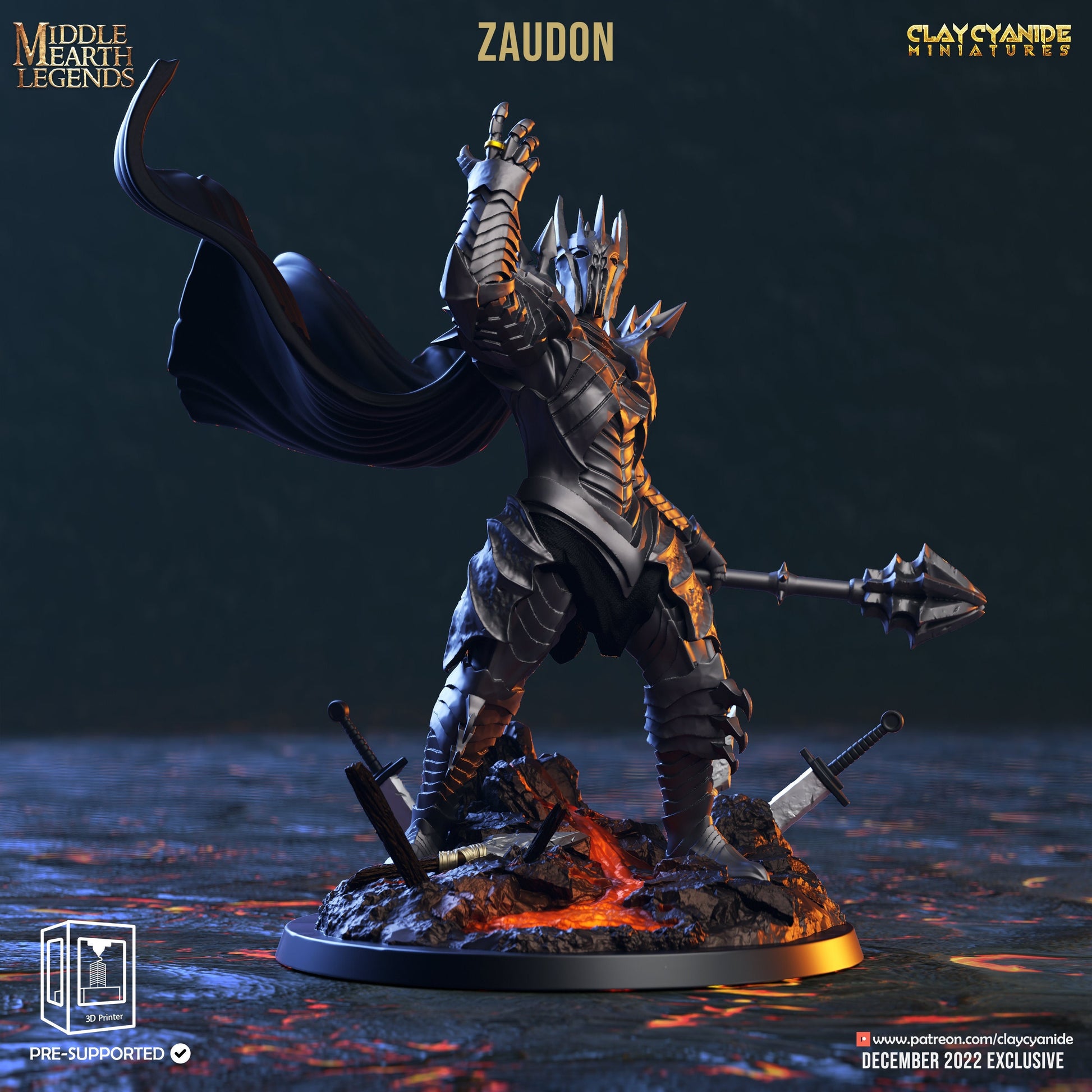 Zaudon - Clay Cyanide Printed Miniature | Dungeons & Dragons | Pathfinder | Tabletop