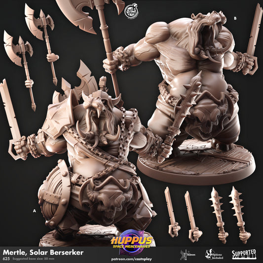 Mertle, Solar Berserker - Cast n Play Printed Miniature | Dungeons & Dragons | Pathfinder | Tabletop