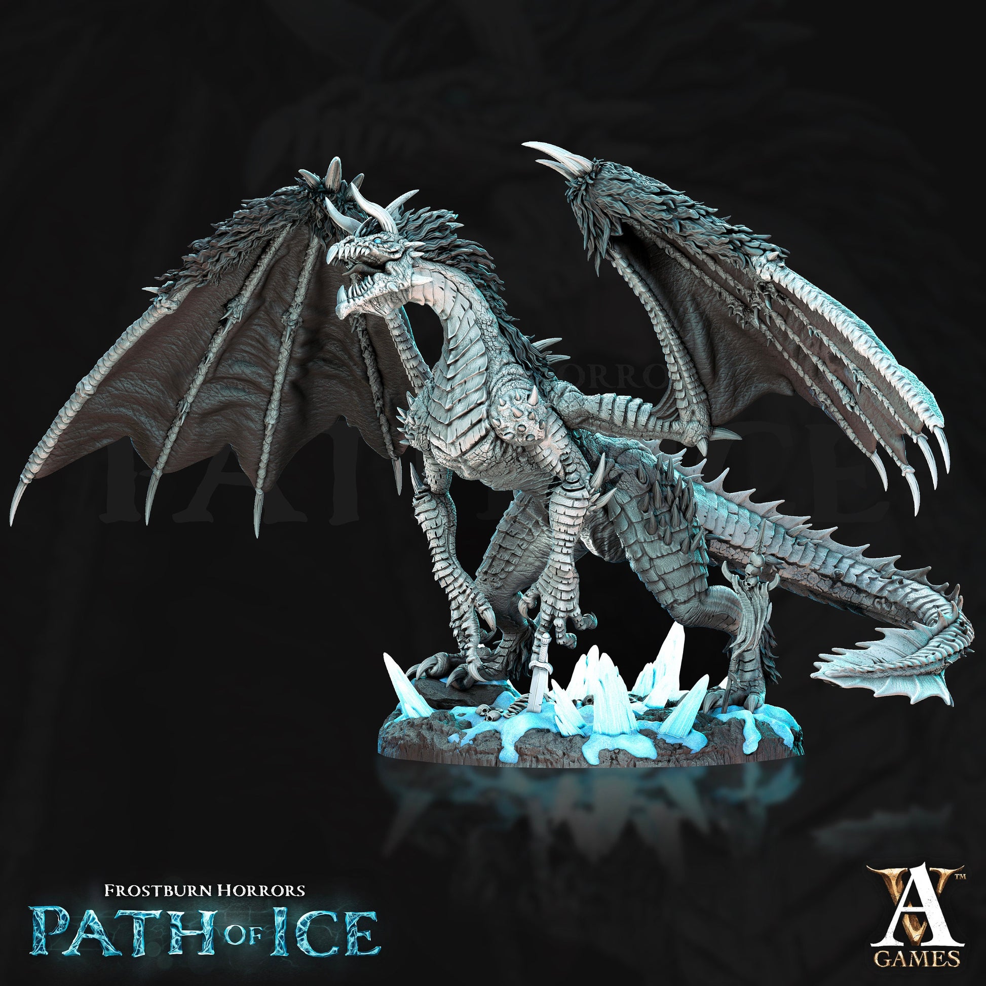 Valkoinen, Blizzard Dragon - Archvillain Games Printed Miniature | Dungeons & Dragons | Pathfinder | Tabletop