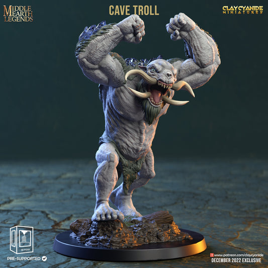 Cave Troll - Clay Cyanide Printed Miniature | Dungeons & Dragons | Pathfinder | Tabletop