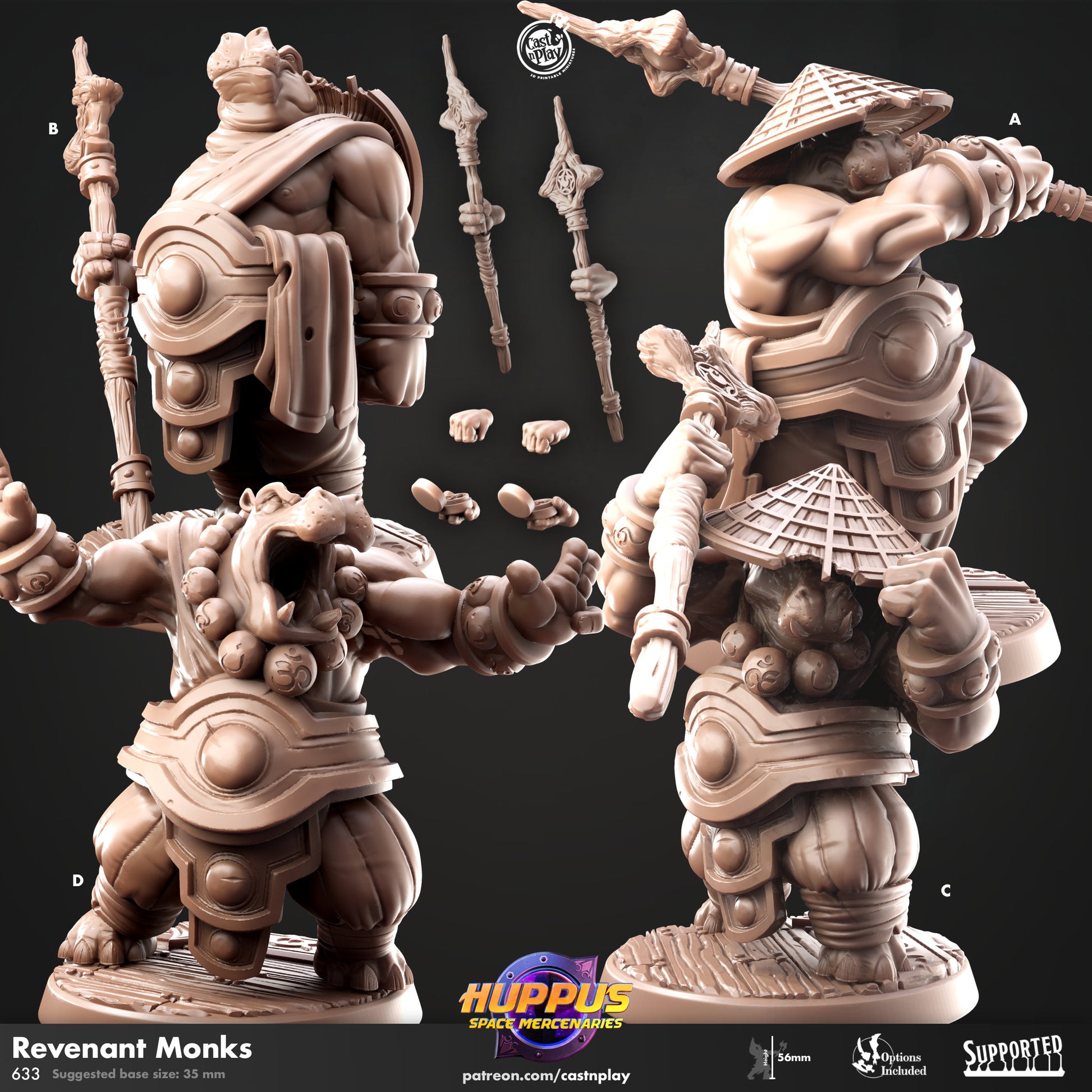 Revenant Monk - Cast n Play Printed Miniature | Dungeons & Dragons | Pathfinder | Tabletop