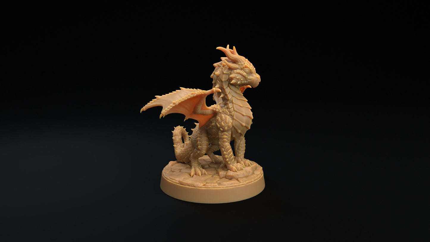 Flamehorn Wyrmling Painted Model - The Dragon Trapper's Lodge Printed Miniature | Dungeons & Dragons | Pathfinder | Tabletop