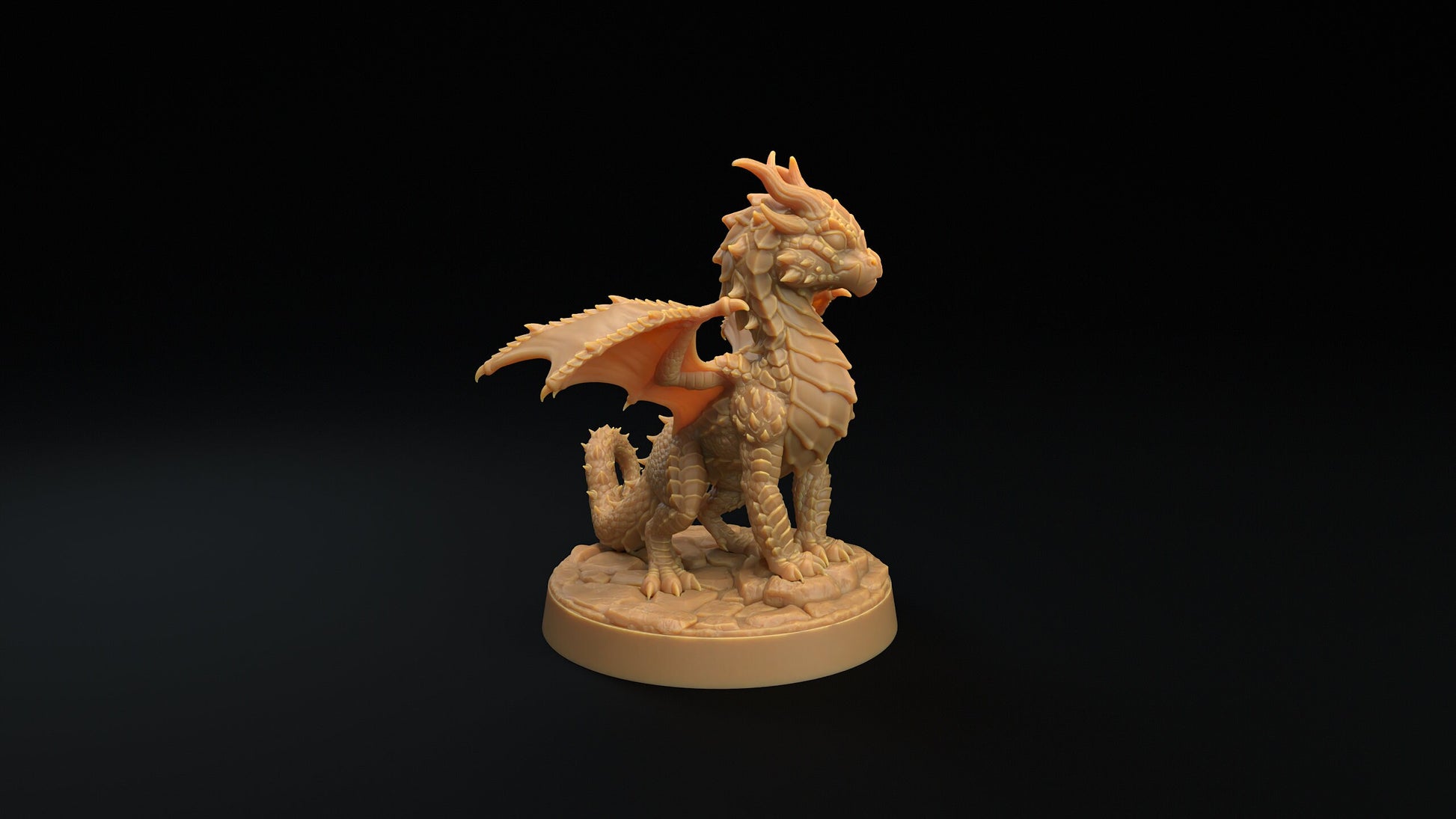 Flamehorn Wyrmling Painted Model - The Dragon Trapper's Lodge Printed Miniature | Dungeons & Dragons | Pathfinder | Tabletop