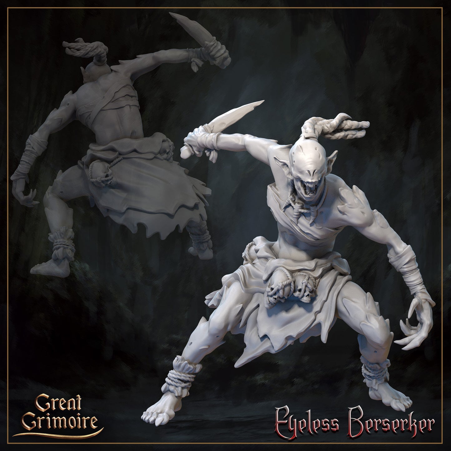 Eyeless Berserker - Great Grimoire Printed Miniature | Dungeons & Dragons | Pathfinder | Tabletop