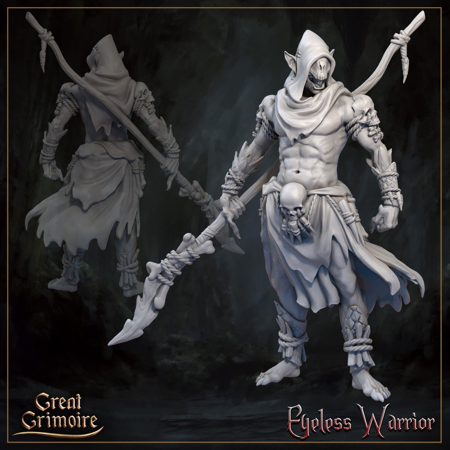 Eyeless Warrior - Great Grimoire Printed Miniature | Dungeons & Dragons | Pathfinder | Tabletop