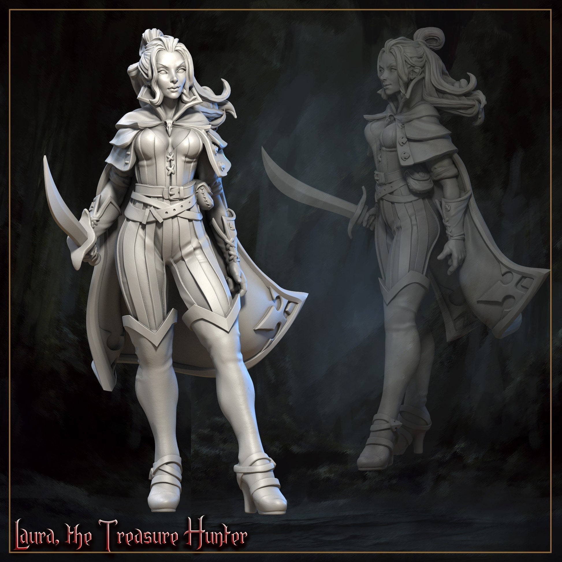 Laura, the Treasure Hunter Painted Model - Great Grimoire Printed Miniature | Dungeons & Dragons | Pathfinder | Tabletop