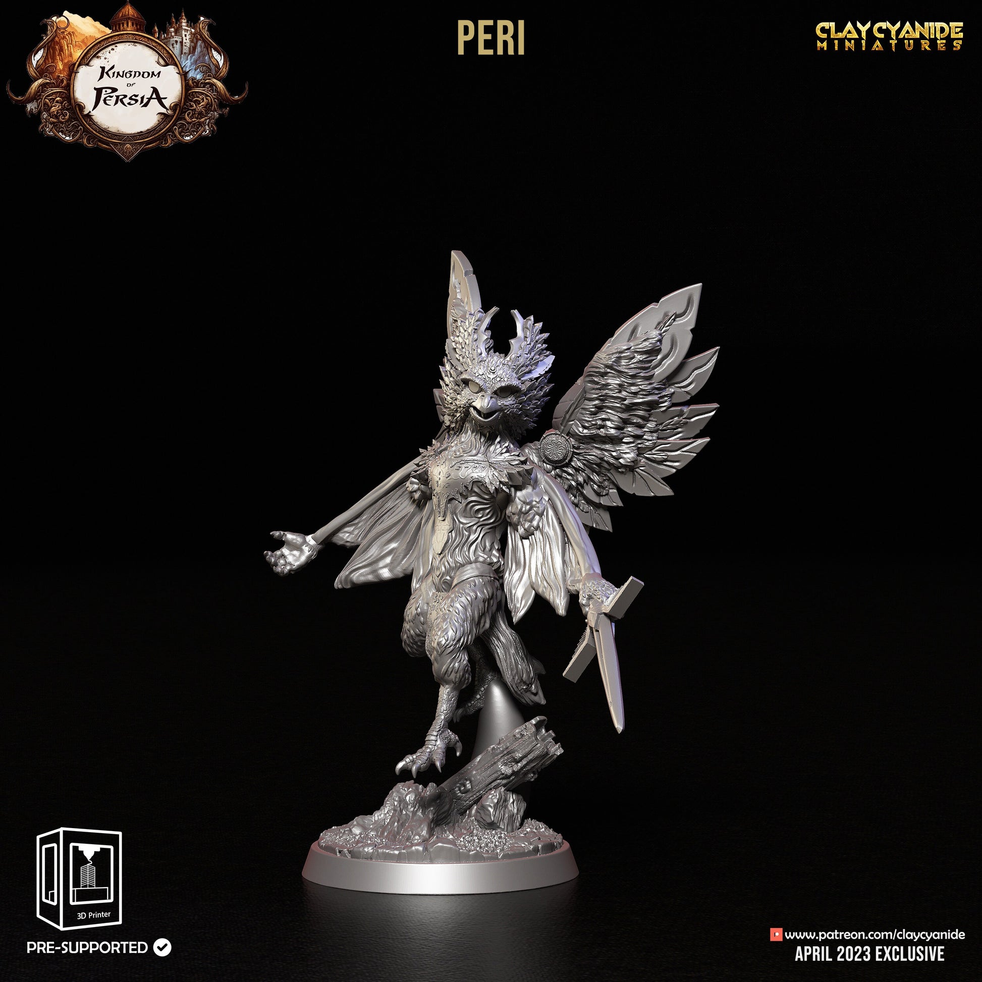 Peri - Clay Cyanide Printed Miniature | Dungeons & Dragons | Pathfinder | Tabletop