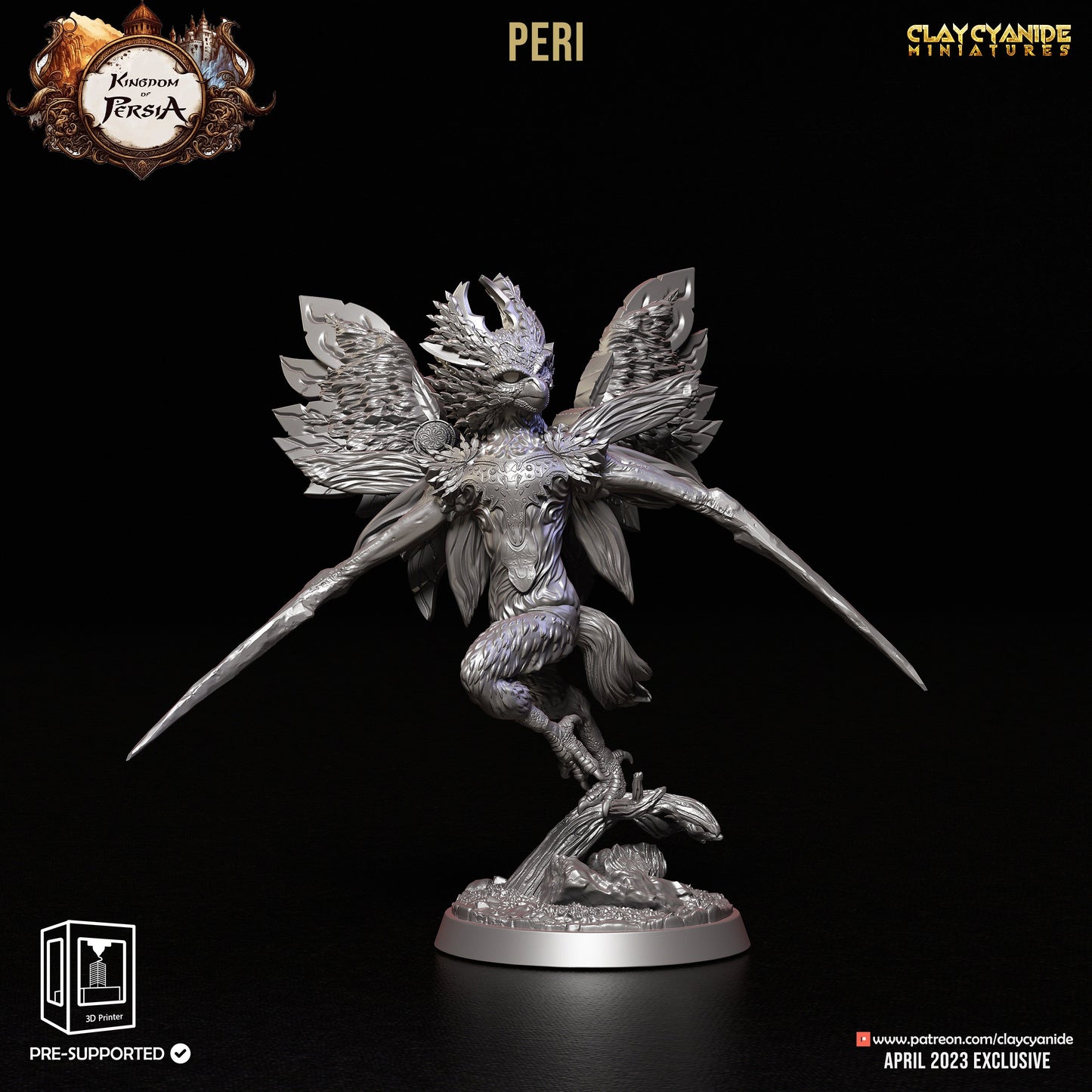 Peri - Clay Cyanide Printed Miniature | Dungeons & Dragons | Pathfinder | Tabletop