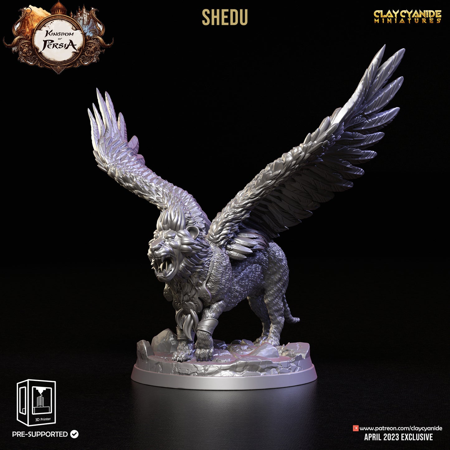 Shedu - Clay Cyanide Printed Miniature | Dungeons & Dragons | Pathfinder | Tabletop