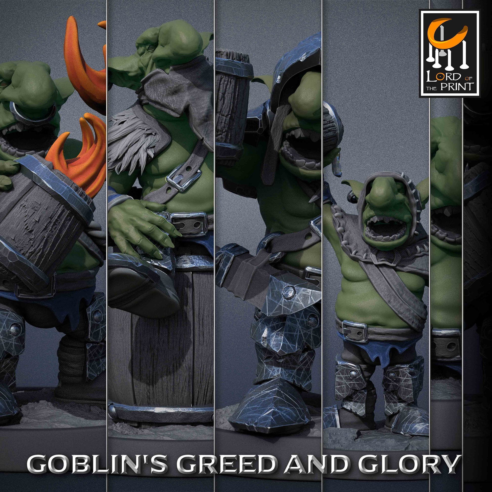 Goblin Party - 7 Lord of the Print Miniatures | Dungeons & Dragons | Pathfinder | Tabletop