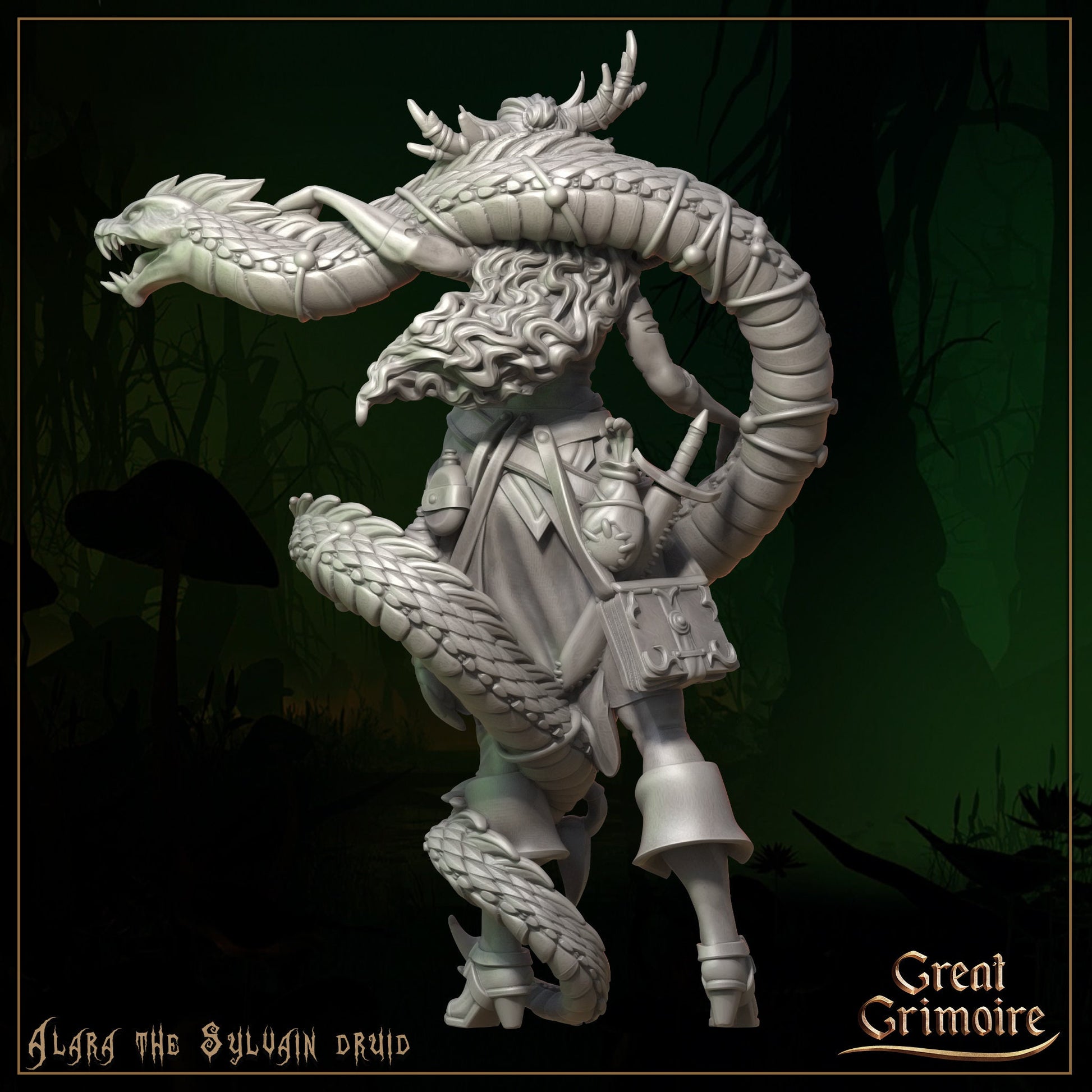 Alara the Sylvan Druid - Great Grimoire Printed Miniature | Dungeons & Dragons | Pathfinder | Tabletop