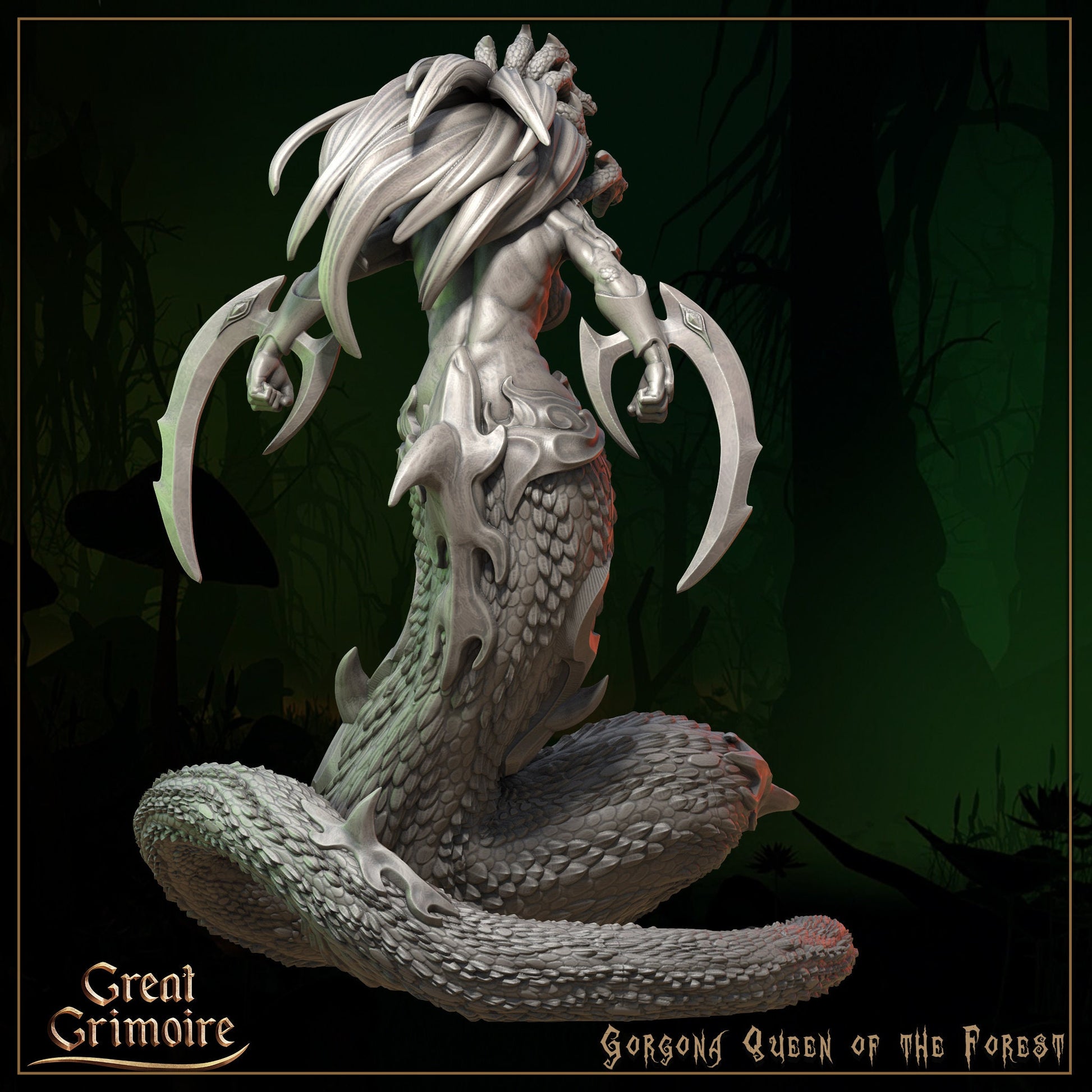 Gorgona, Queen of the Forest - Great Grimoire Printed Miniature | Dungeons & Dragons | Pathfinder | Tabletop