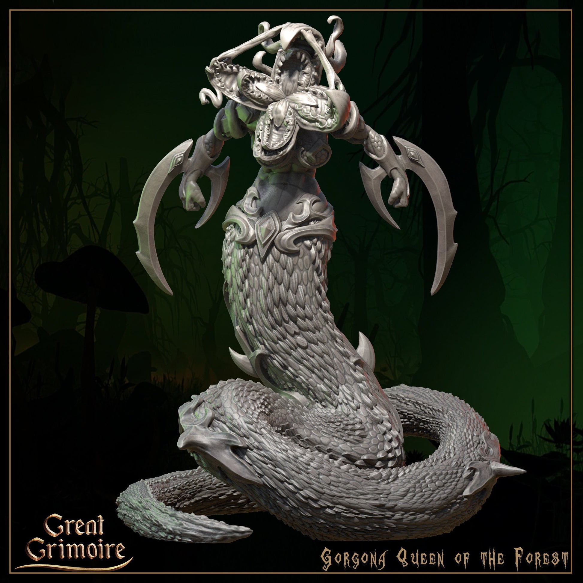 Gorgona, Queen of the Forest - Great Grimoire Printed Miniature | Dungeons & Dragons | Pathfinder | Tabletop