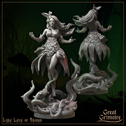 Lyra, Lady of Thorns- Great Grimoire Printed Miniature | Dungeons & Dragons | Pathfinder | Tabletop