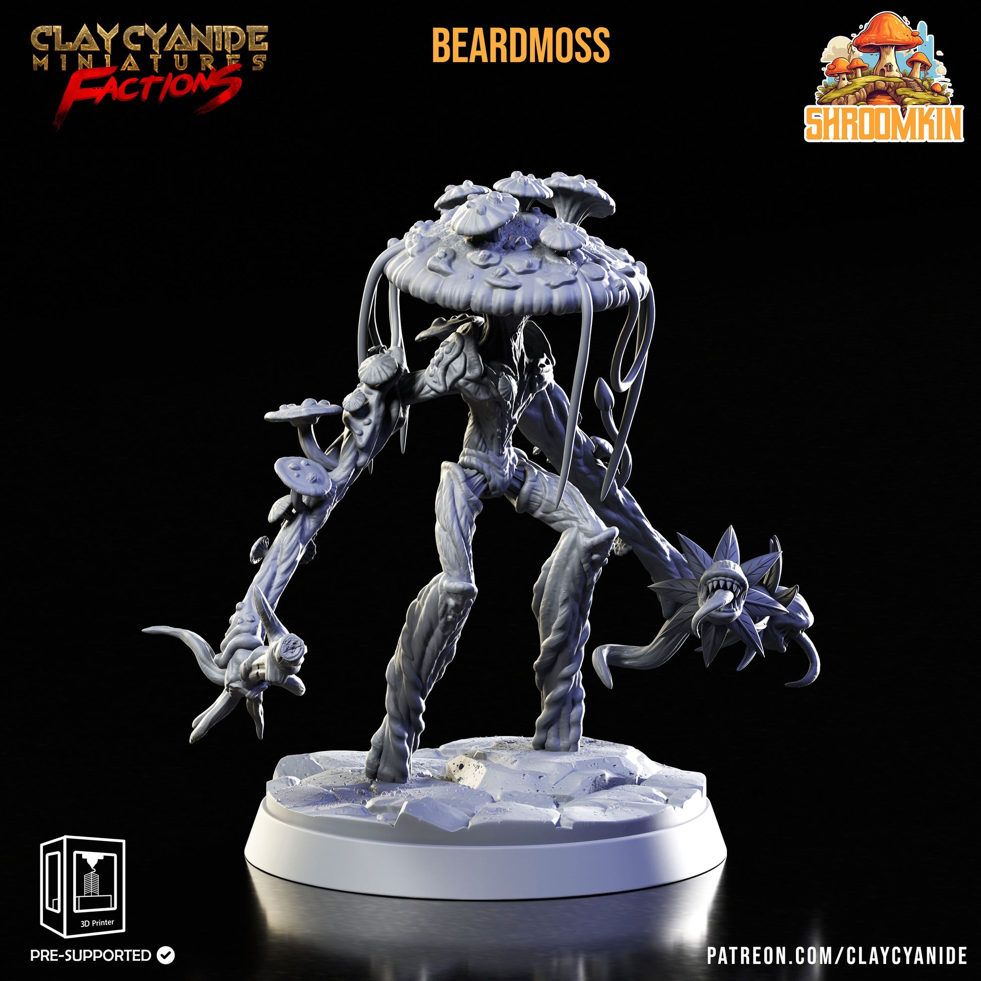 Beardmoss - Clay Cyanide Printed Miniature | Dungeons & Dragons | Pathfinder | Tabletop