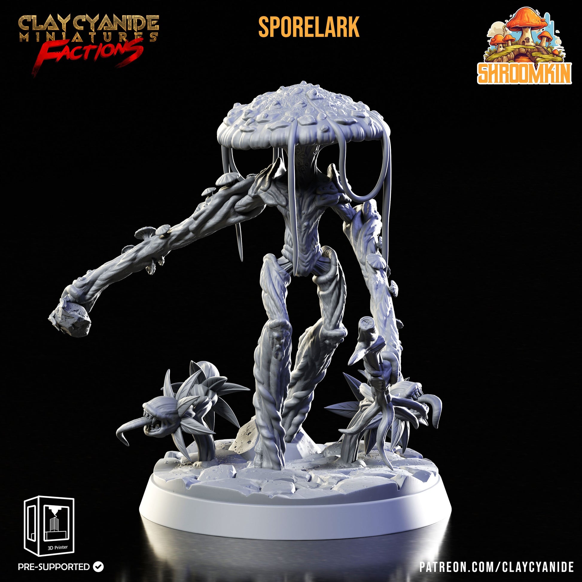 Sporelark - Clay Cyanide Printed Miniature | Dungeons & Dragons | Pathfinder | Tabletop